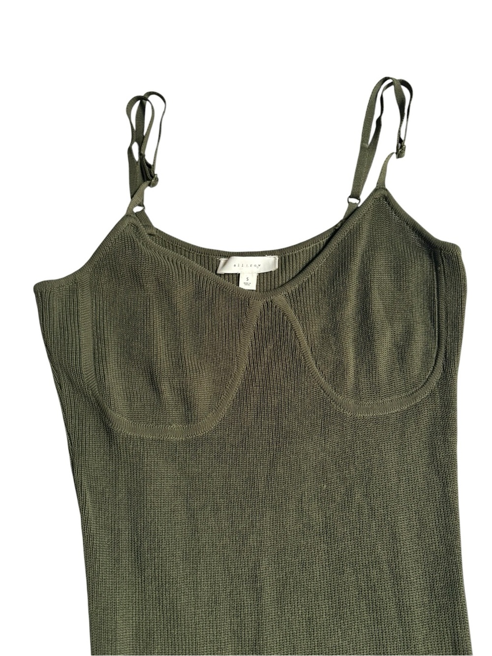 Olive Ribbed Maxi Dress with Adjustable Straps